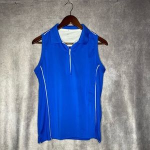 Peter Millar Wicking SPF50 Sleeveless 1/4 Zip Polo Collared Shirt Womens Size L